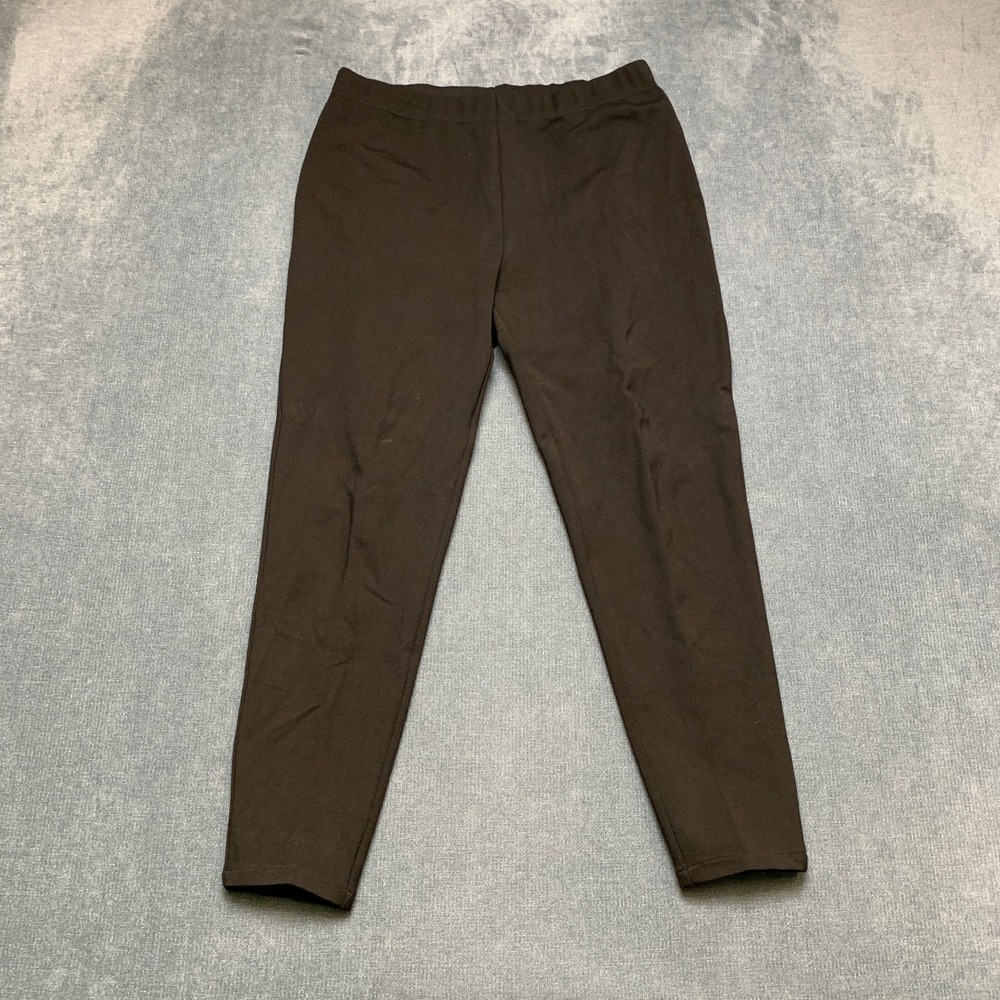 Ruti Pants Womens 28 Black Regular Fit Flat Front Tapered Leg Elastic Waist